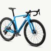 Factor Ostro Gravel-fiets in Heritage Blue, 45 graden zicht vanaf de aandrijfzijde