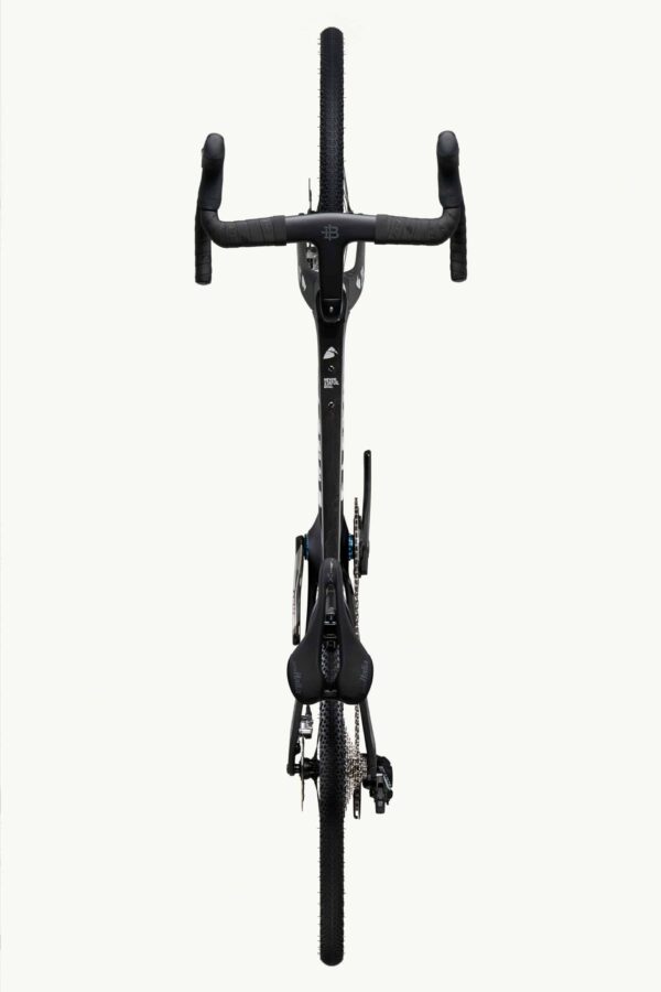 Factor Ostro Gravel-fiets in Naked Grunge Red, gezien van bovenaf
