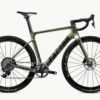 Factor Ostro Gravel-fiets in Olive Green, zijaanzicht aandrijfzijde
