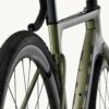 Factor Ostro Gravel-fiets in Olive Green, close-up van het frameontwerp