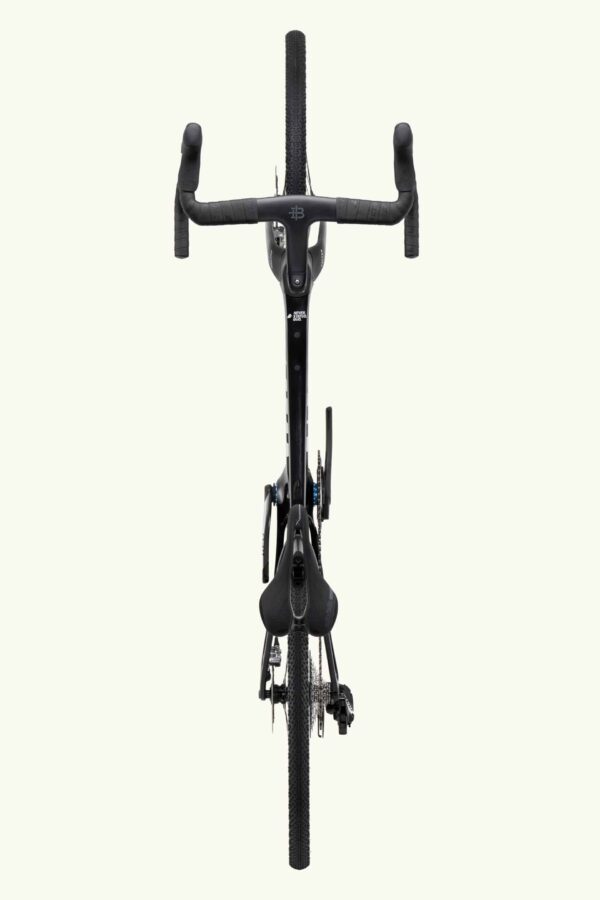 Factor Ostro Gravel-fiets in UD Gloss Red, gezien van bovenaf
