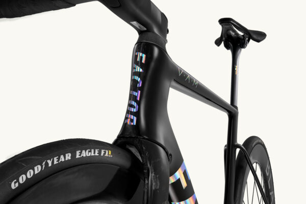 Factor Ostro VAM-fiets in Chrome Ultegra, close-up van de balhoofdbuis